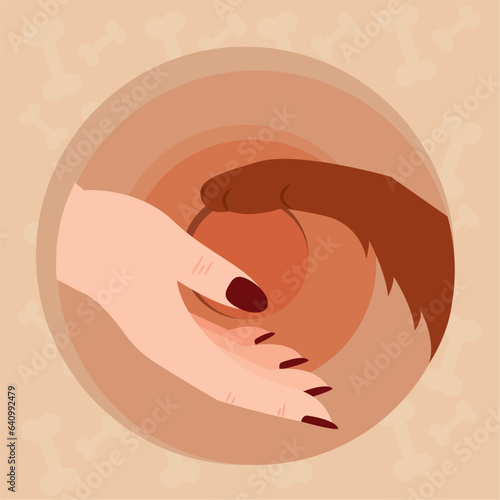 Wallpaper Mural Isolated dog paw and human hand Vector Torontodigital.ca