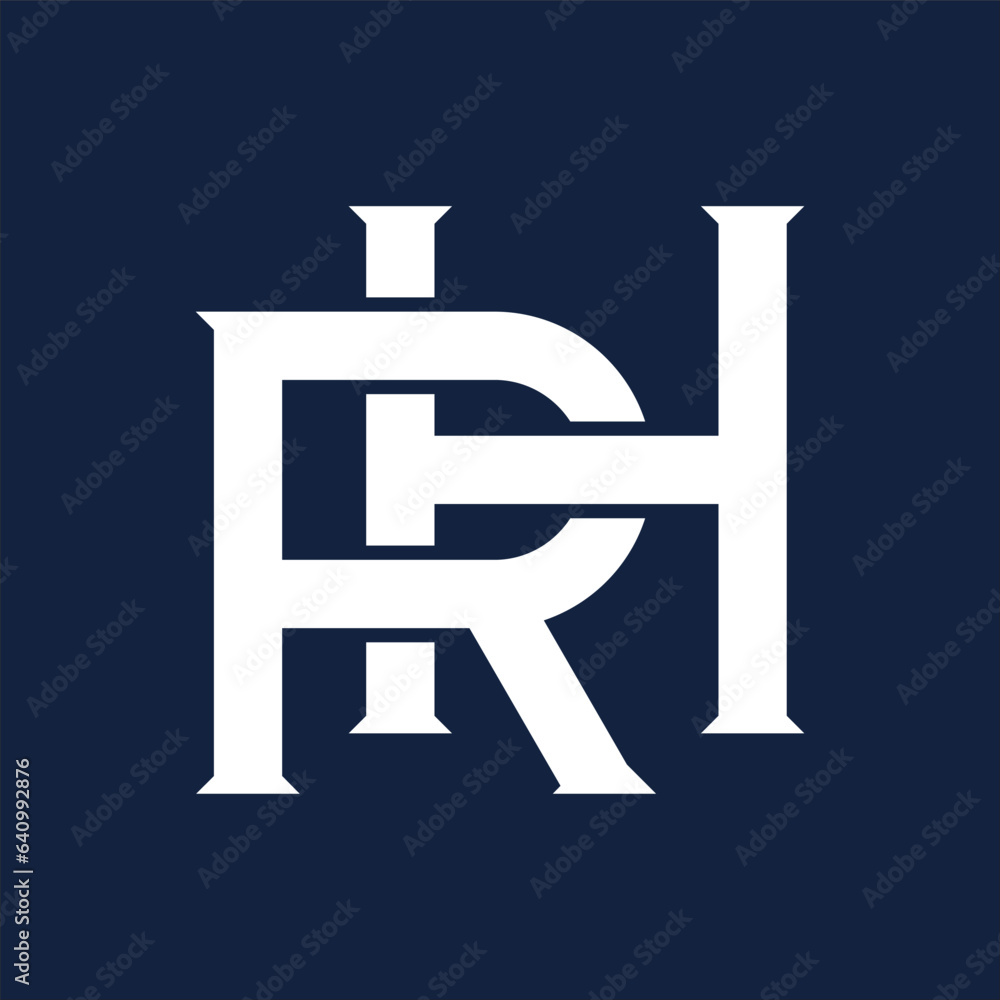 Initial letter H, R, HR or RH overlapping, interlock, monogram logo, black color on white background Initial letter H, R, HR or RH overlapping, interlock, monogram logo, black color on white background