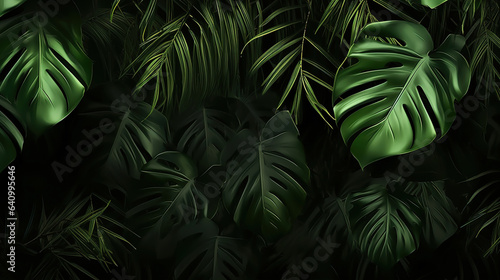 Natural background with monstera leaves shadow