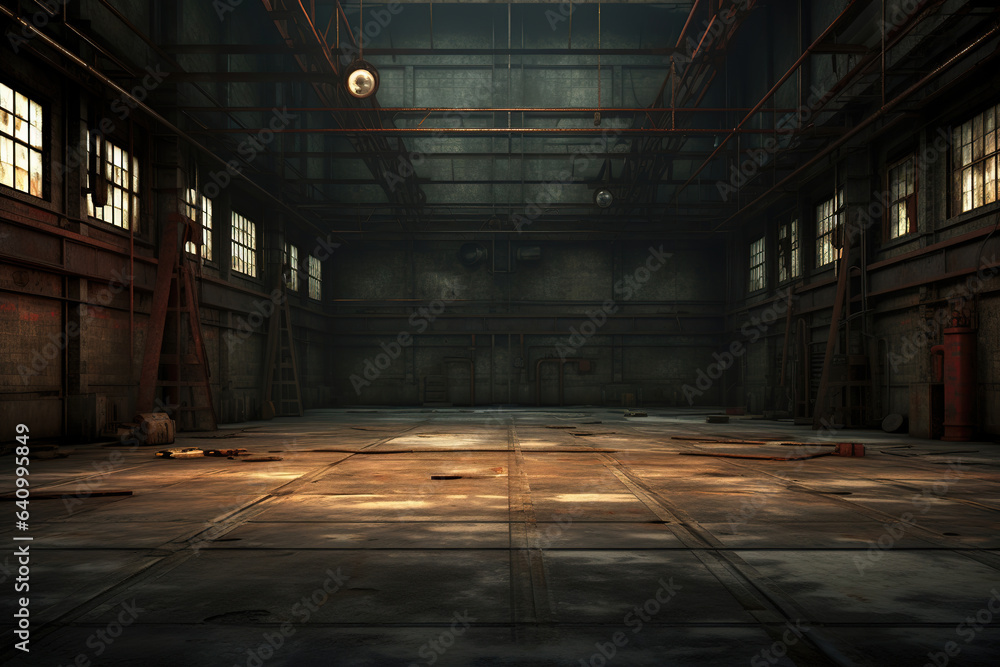 Interior of an old empty warehouse