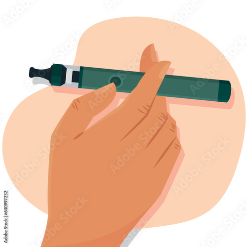 Isolated hand holding an e-cigarette Vector