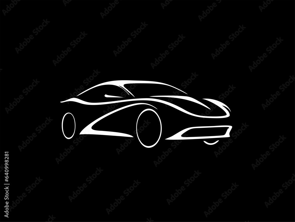 sports car icon design, car logo template. line art style