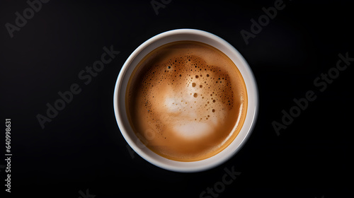 cup hot coffee with coffee bean on black background