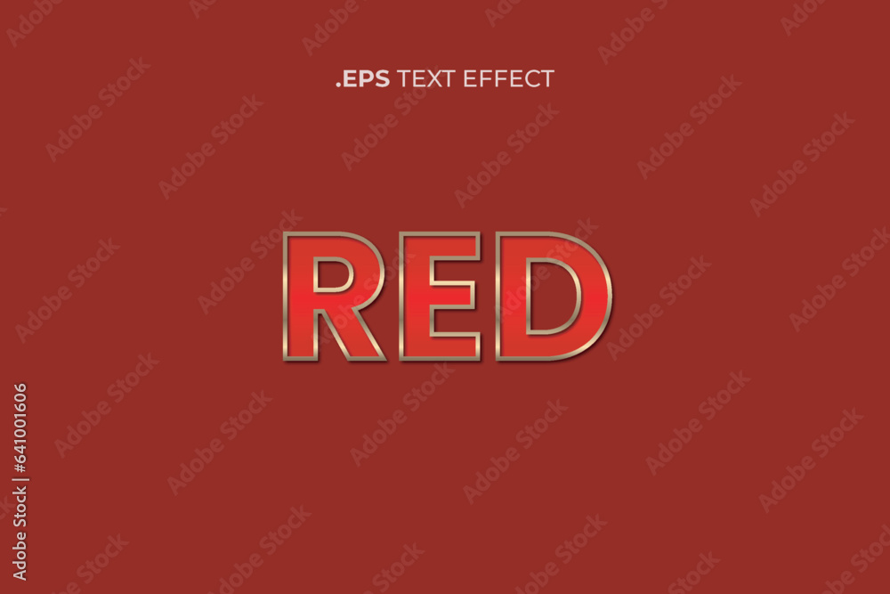 Text effect red gold luxury vector file format eps, golden red text