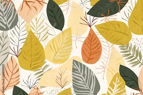 Botanical Elegance: Abstract Foliage Illustration on a Background Canvas. Generative AI