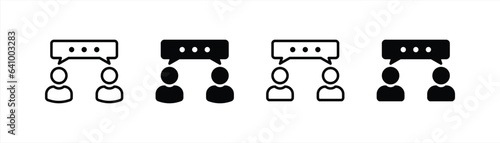 people talking icon set. discussion people icon symbol sign collections. line and flat style, vector illustration