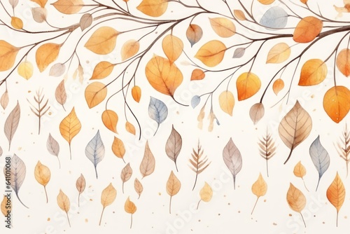 Botanical Elegance: Autumn leaves Abstract Foliage Illustration on a Background Canvas. Generative AI