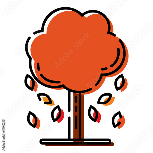 Isolated colored autumn tree sketch icon Vector