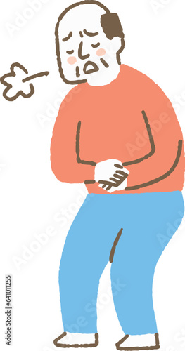 腹が痛む高齢の男性_色