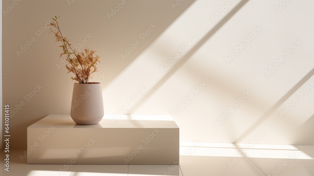 Fototapeta premium Empty interior room with lighting by generative AI illustration.