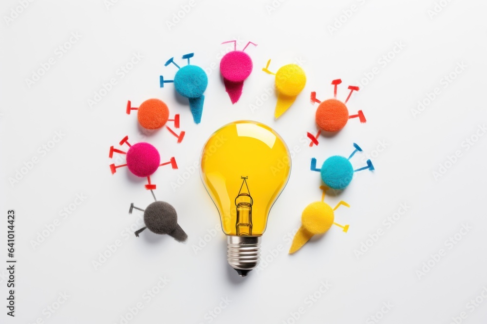 Illuminating Ideas: Lamps Symbolizing Creativity in Flat Layout. Generative AI Illuminating Ideas: Lamps Symbolizing Creativity in Flat Layout. Generative AI