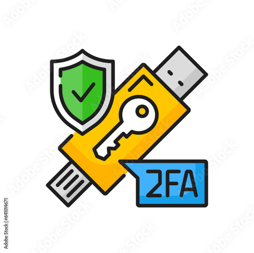 Flash drive two step verification, information protection color icon. Vector secure password verification with two-factor authentication. 2fa checking