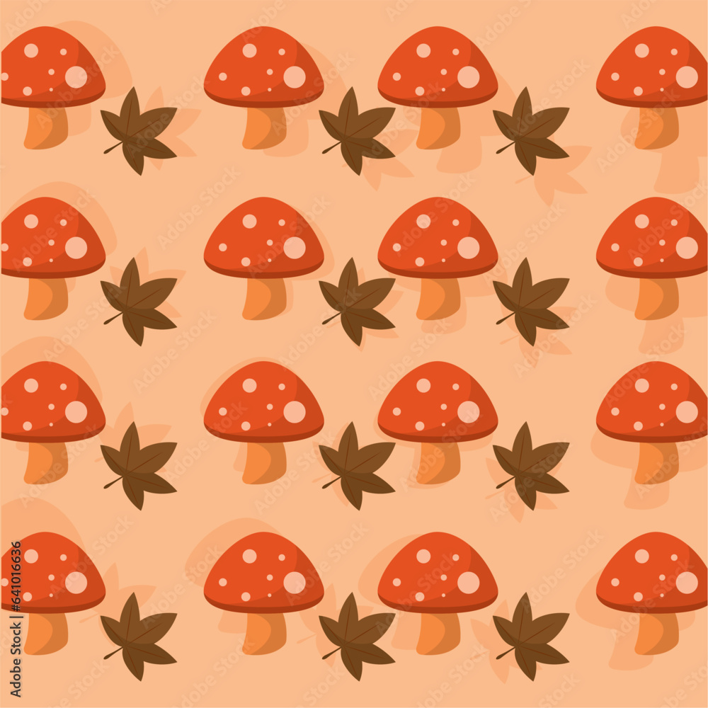 Seamless pattern background with autumn shroom and leaf icons Vector Seamless pattern background with autumn shroom and leaf icons Vector
