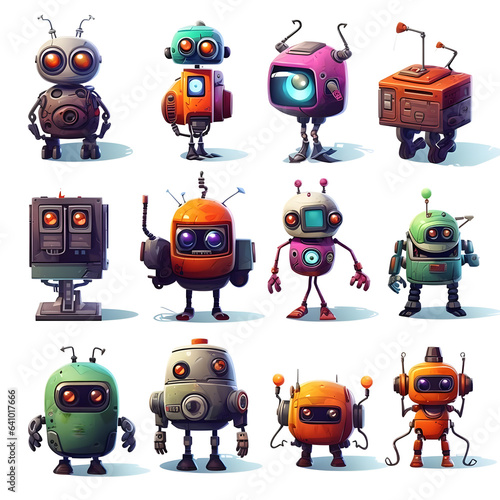 set of cartoon robots