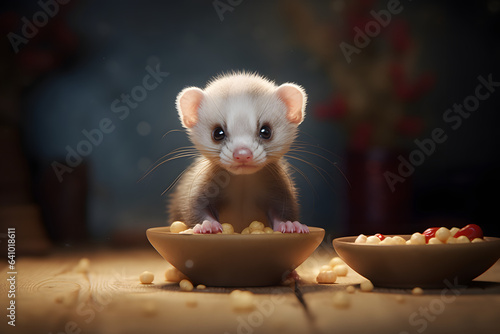 cute weasel is eating Made with Generative AI © Dicky