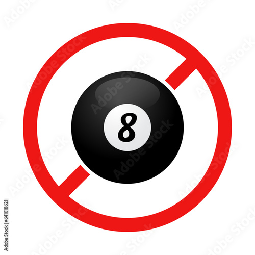 No 8 Ball Sign on White Background