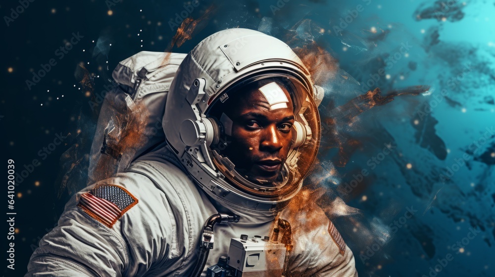 Male astronaut with glass helmet by AI generate. Male astronaut with glass helmet by AI generate.