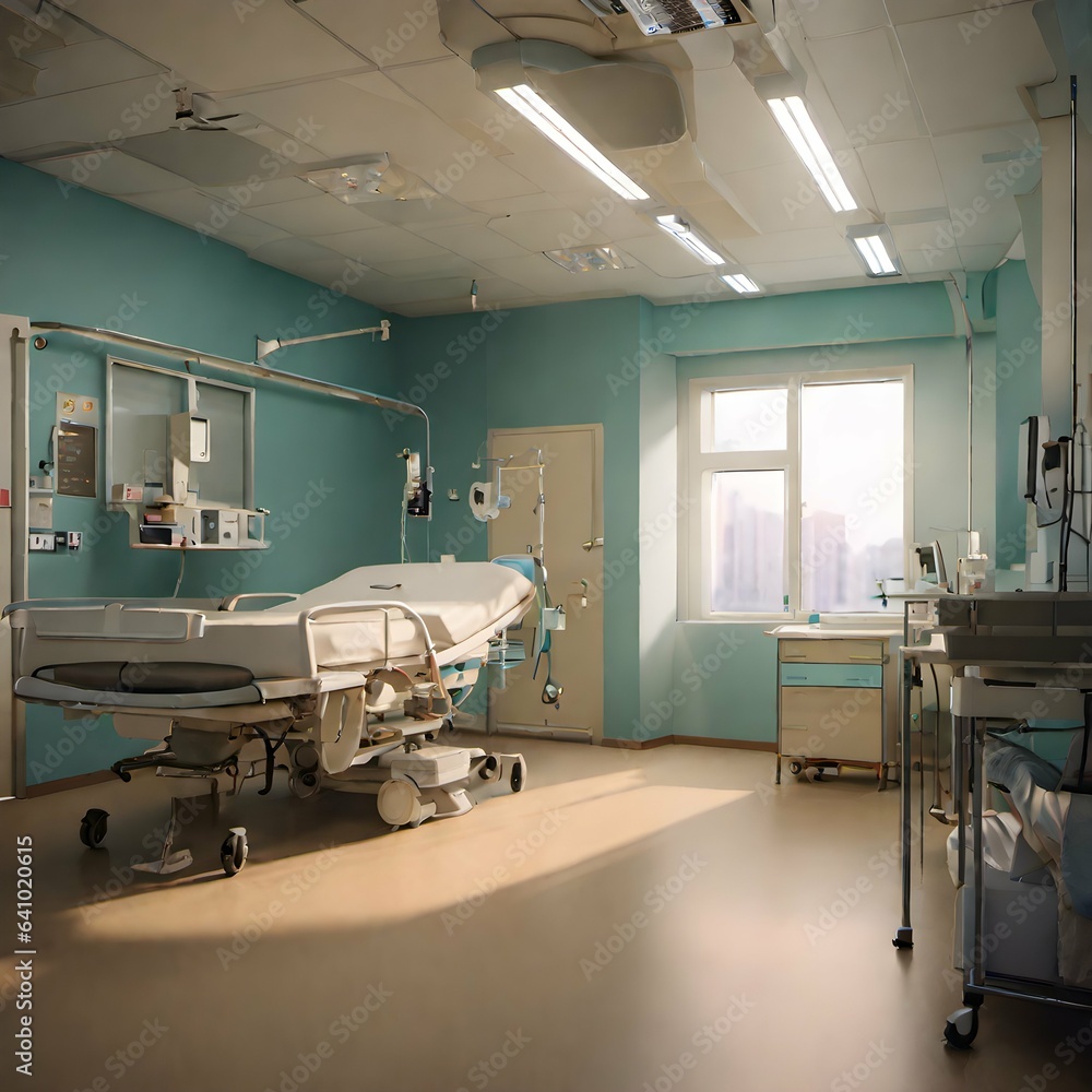 patient room in hospital, interior, clinic patient room in hospital, interior, clinic