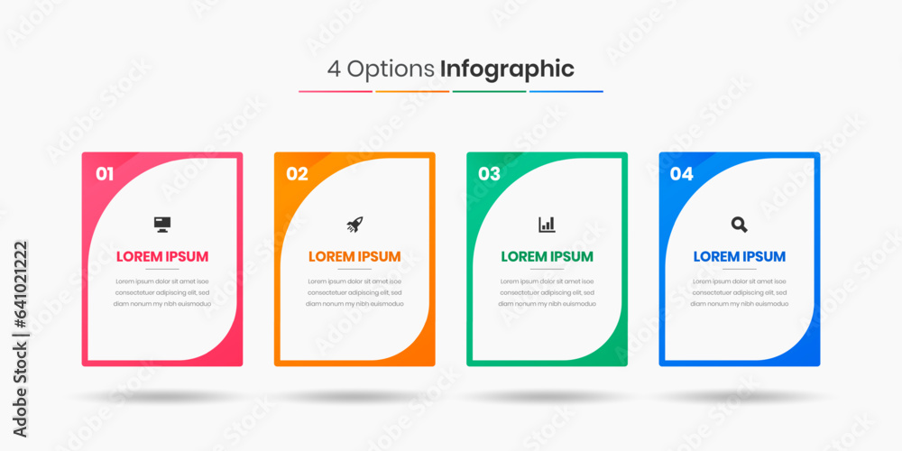 Vector Business Infographic Presentation Template with Abstract Design, 4 Numbers and Icons Vector Business Infographic Presentation Template with Abstract Design, 4 Numbers and Icons