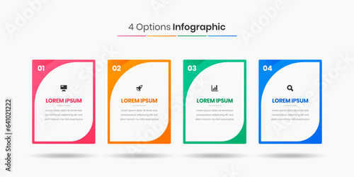 Vector Business Infographic Presentation Template with Abstract Design, 4 Numbers and Icons