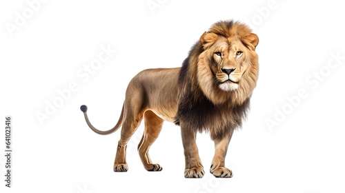 A lion on the right hand isolated on white background