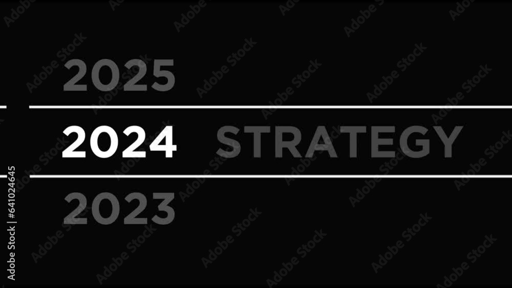 New year 2024 with strategy animation on dark background New year 2024 with strategy animation on dark background