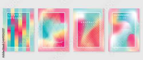 Idol lover posters set. Cute gradient holographic background vector with vibrant colors line layer, border. Y2k trendy wallpaper design for social media, cards, banner, flyer, brochure.