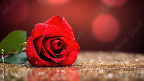 Beautiful red rose flower, Valentine day background. Vector illustration