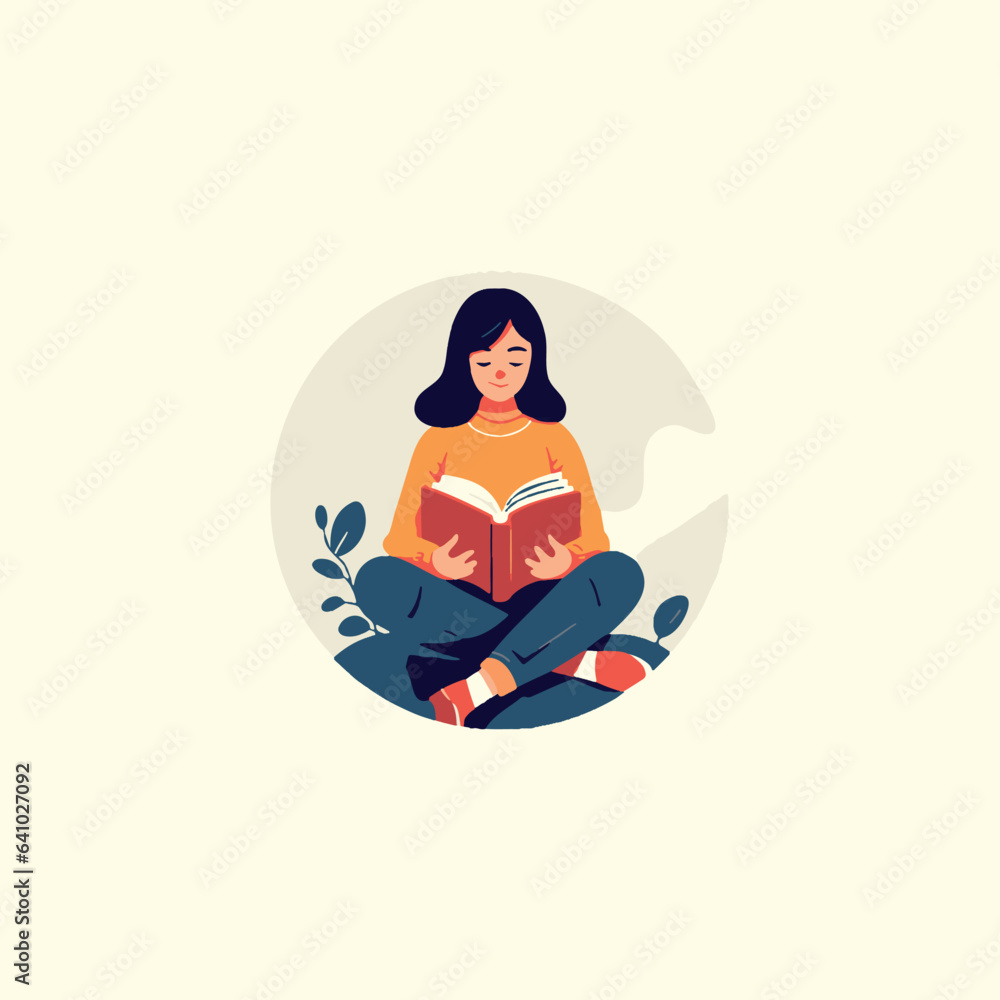 woman sitting studying a book