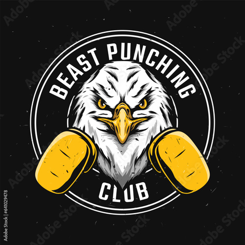 beast punching club with eagle head drawing