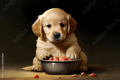 cute puppy is eating Made with Generative AI