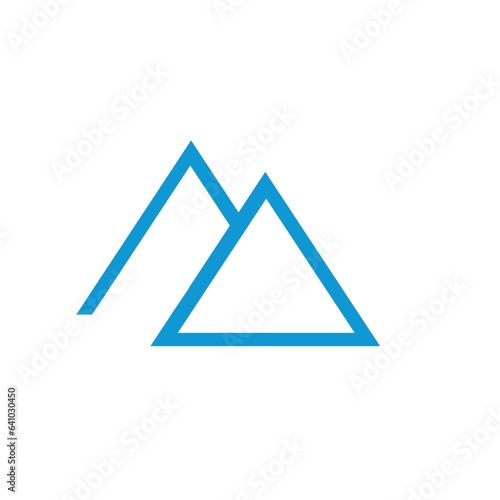 a blue triangle symbol on a white background. for business purposes