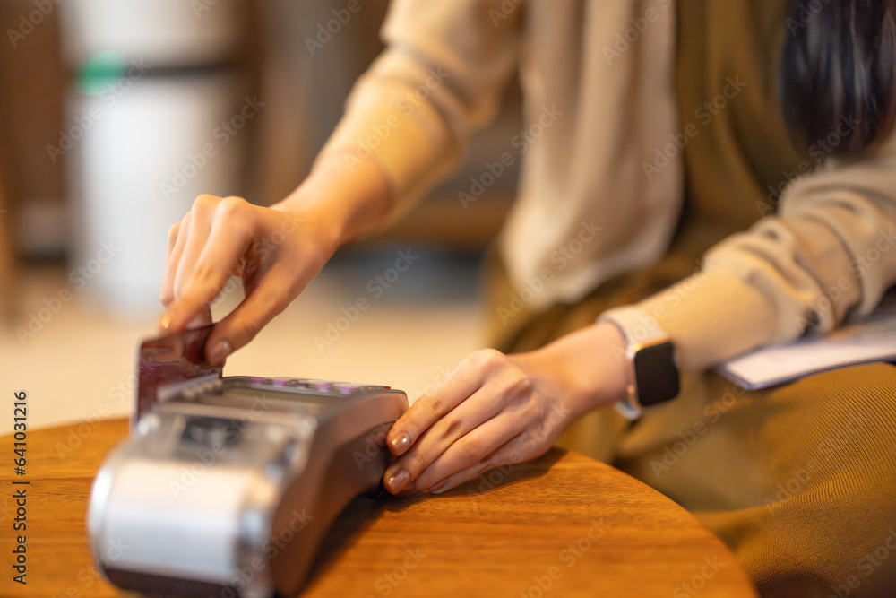 Stylish young women shop online using cards, bitcoin. Enjoy loyalty discounts coupons, fast shipping Stylish young women shop online using cards, bitcoin. Enjoy loyalty discounts coupons, fast shipping