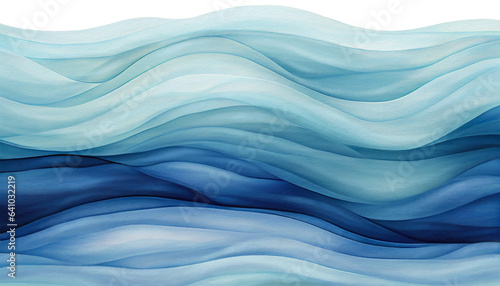 Ocean water wave illustration texture, blue lines isolated png for copy space text. Lake waves flowing motion web banner, watercolor effect backdrop. Fun pool calm water cartoon. Hand painted details