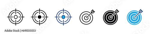 target icon. Target with arrow icon symbol. Target, goal, aim, sniper shoot icon symbol. Vector illustration