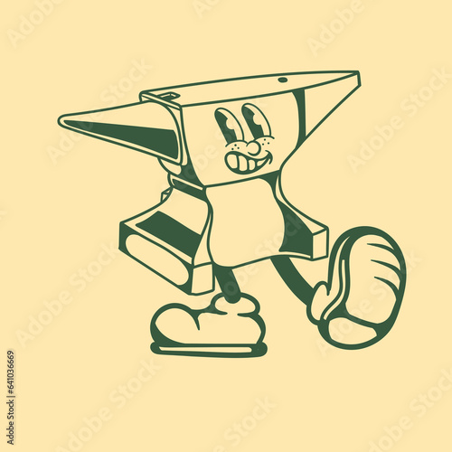 Vintage character design of anvil