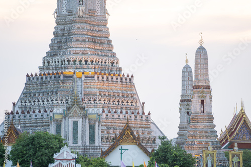 Photography Wat Arun Temple during Sunset at Chao Praya River Bangkok, Thailand