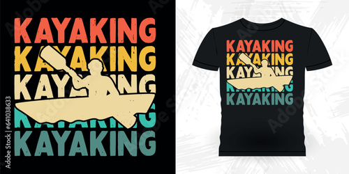 Funny Paddling Boat Retro Vintage Kayaking T-shirt Design