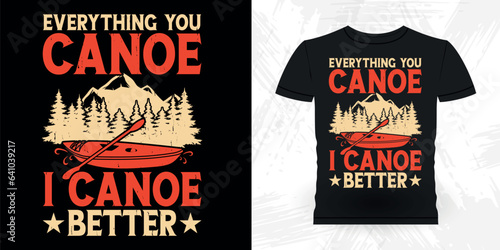 Funny Paddling Boat Retro Vintage Kayaking T-shirt Design