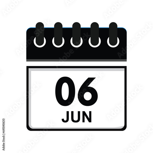 calender icon, 06 june icon with white background photo