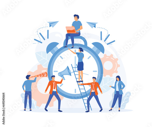 concept of working time management, quick response awakening. flat vector modern illustration 