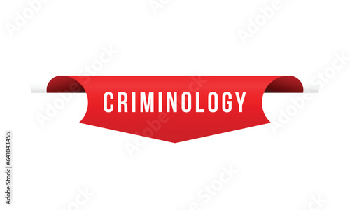 Criminology red vector banner illustration isolated on white background