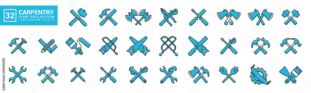 Set of icons related to carpentry tools, various painting tools, carpenter icon templates, mechanic icons editable and resizable EPS 10 Set of icons related to carpentry tools, various painting tools, carpenter icon templates, mechanic icons editable and resizable EPS 10