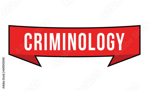 Criminology red vector banner illustration isolated on white background