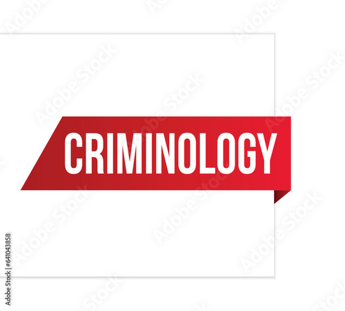 Criminology red vector banner illustration isolated on white background