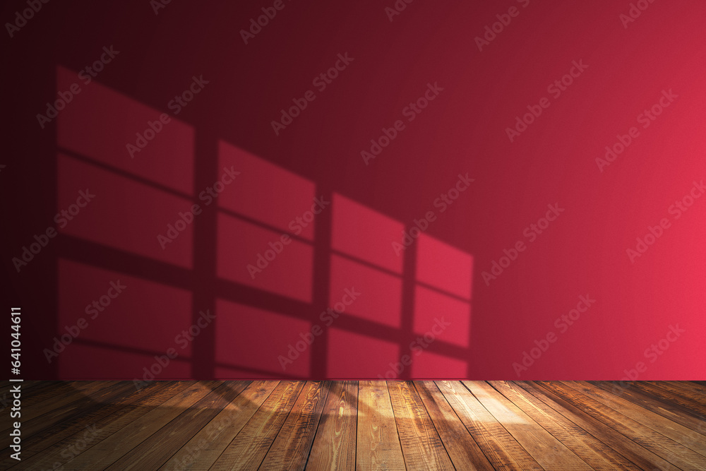 Empty wall and beige wooden floor Empty wall and beige wooden floor