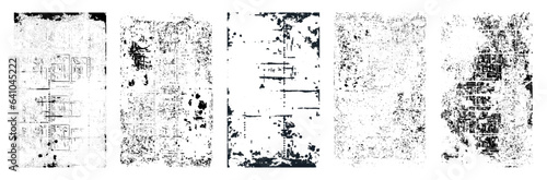 Set of distressed black texture. Dark grainy texture on white background. Dust overlay textured. Grain noise particles. Rusted white effect. Diverse Overlay Texture graphic set. Halftone stamp, effect