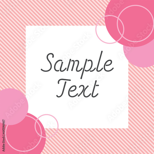 Square-shaped pink stripe frame background with copy space. Vector illustration.