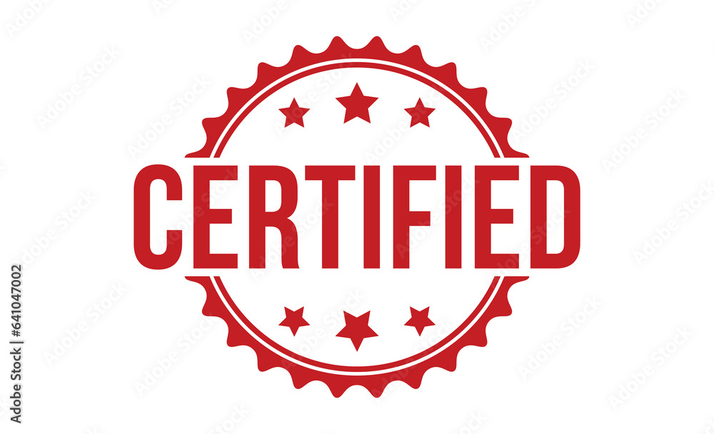 Certified stamp red rubber stamp on white background. Certified stamp sign. Certified stamp. Certified stamp red rubber stamp on white background. Certified stamp sign. Certified stamp.