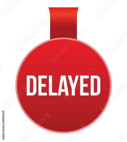 Delayed red vector banner illustration isolated on white background